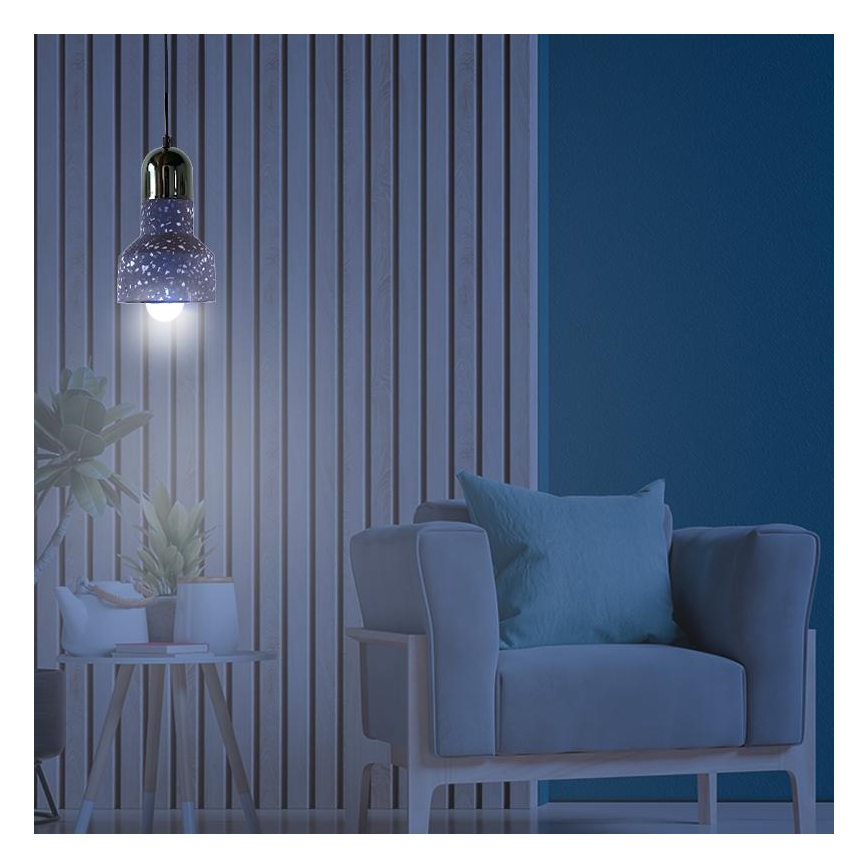 Luster na sajli TERRAZZO 1xE27/60W/230V pr. 12 cm crna