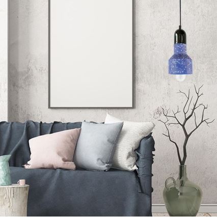 Luster na sajli TERRAZZO 1xE27/60W/230V pr. 12 cm plava