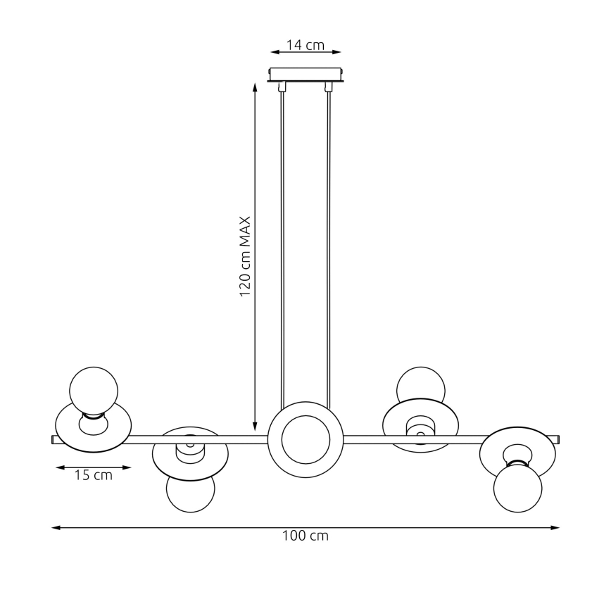 Luster na sajli TOKEN 6xE27/15W/230V narančasta