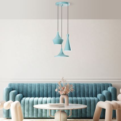 Luster na sajli TOM 3xE27/40W/230V plavi