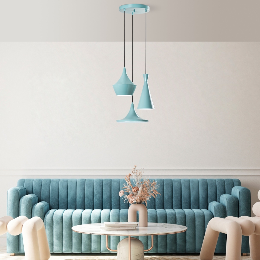 Luster na sajli TOM 3xE27/40W/230V plavi