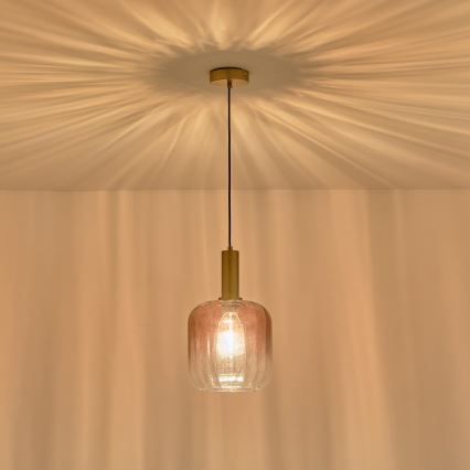 Luster na sajli TOPAZ 1xE27/15W/230V crvena/dimna pr. 20 cm