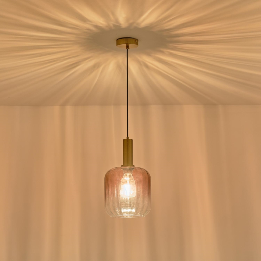 Luster na sajli TOPAZ 1xE27/15W/230V crvena/dimna pr. 20 cm