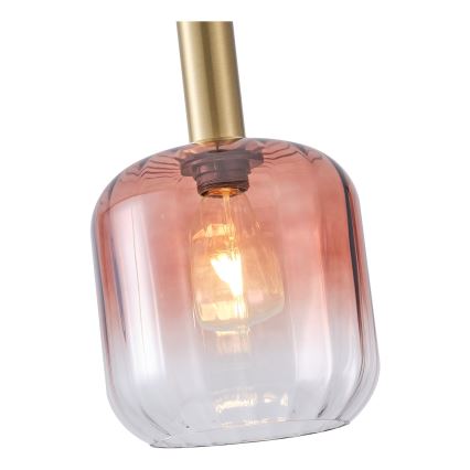 Luster na sajli TOPAZ 1xE27/15W/230V crvena/dimna pr. 20 cm