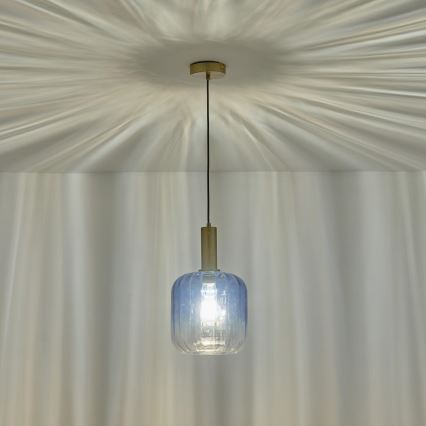Luster na sajli TOPAZ 1xE27/15W/230V plava/dimna pr. 20 cm