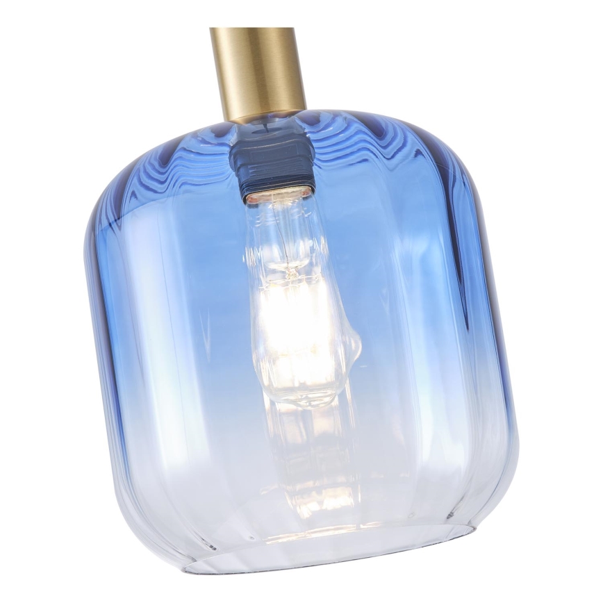 Luster na sajli TOPAZ 1xE27/15W/230V plava/dimna pr. 20 cm