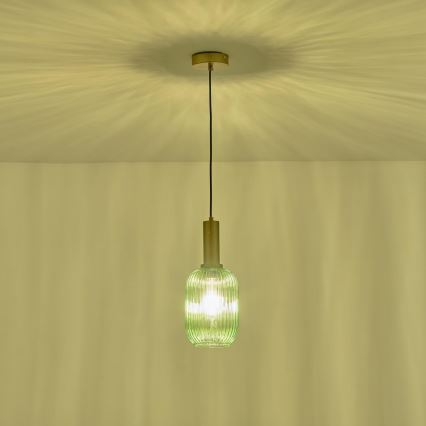 Luster na sajli TOPAZ 1xE27/15W/230V zelena pr. 13 cm