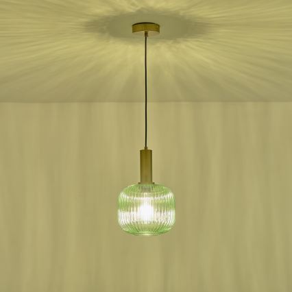 Luster na sajli TOPAZ 1xE27/15W/230V zelena pr. 20 cm