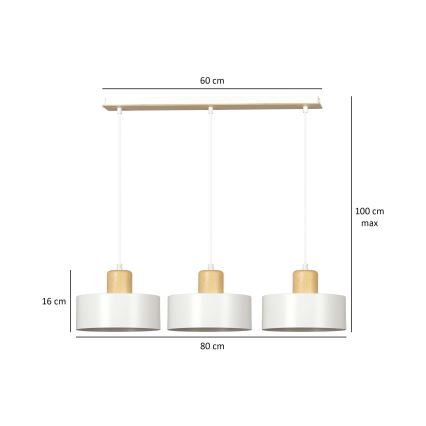 Luster na sajli TORIN 3xE27/15W/230V bijela