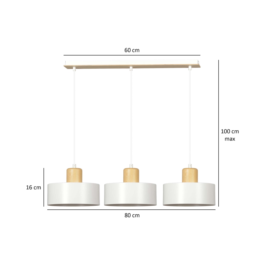 Luster na sajli TORIN 3xE27/15W/230V bijela