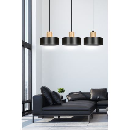 Luster na sajli TORIN 3xE27/15W/230V crna