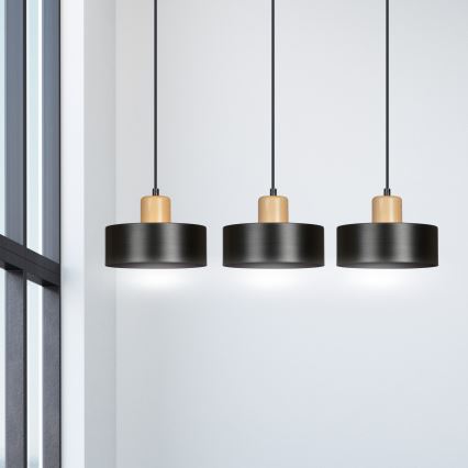 Luster na sajli TORIN 3xE27/15W/230V crna