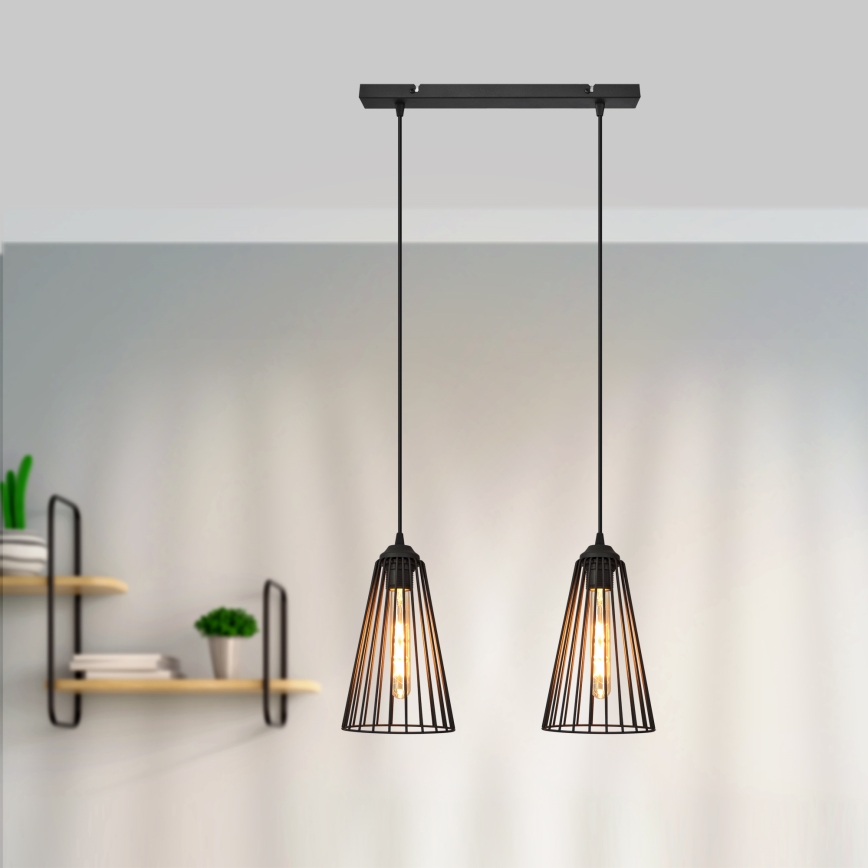 Luster na sajli TORRI 2xE27/15W/230V crna