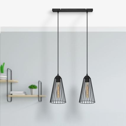 Luster na sajli TORRI 2xE27/15W/230V crna