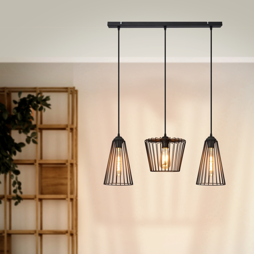 Luster na sajli TORRI 3xE27/15W/230V crna