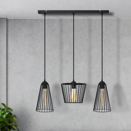 Luster na sajli TORRI 3xE27/15W/230V crna