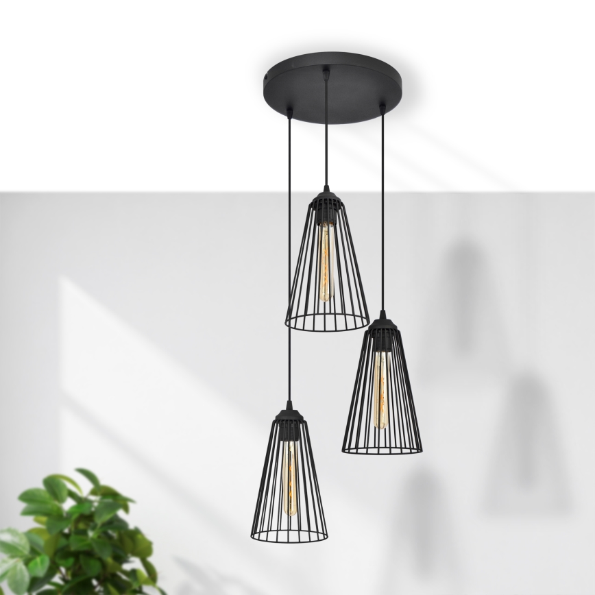 Luster na sajli TORRI 3xE27/15W/230V crna