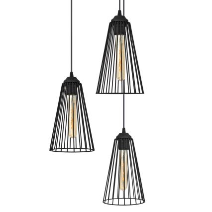 Luster na sajli TORRI 3xE27/15W/230V crna