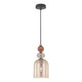 Luster na sajli TROPEA 1xE27/15W/230V crna/zadimljena crvena/bež