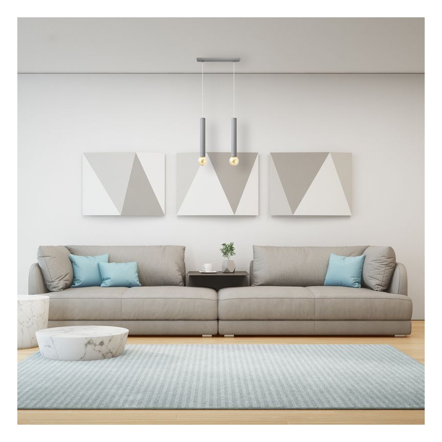 Luster na sajli TUBA 2xE27/15W/230V siva
