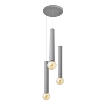Luster na sajli TUBA 3xE27/15W/230V siva
