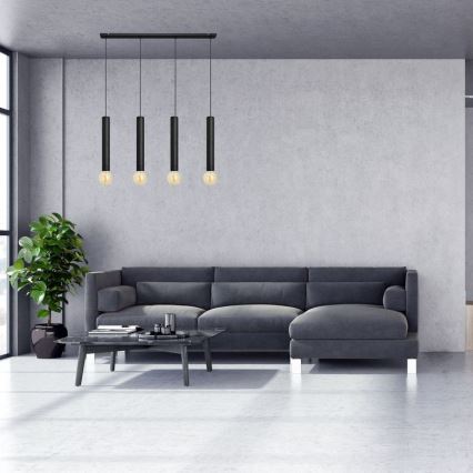 Luster na sajli TUBA 4xE27/15W/230V crna
