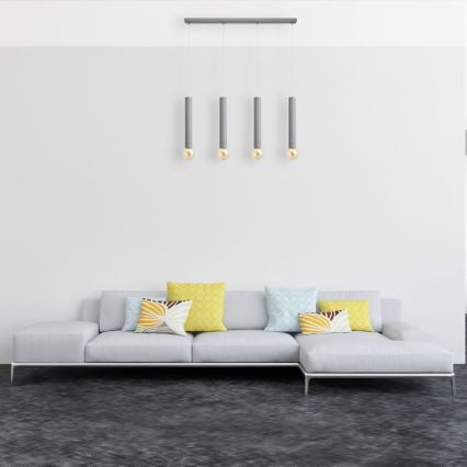 Luster na sajli TUBA 4xE27/15W/230V siva