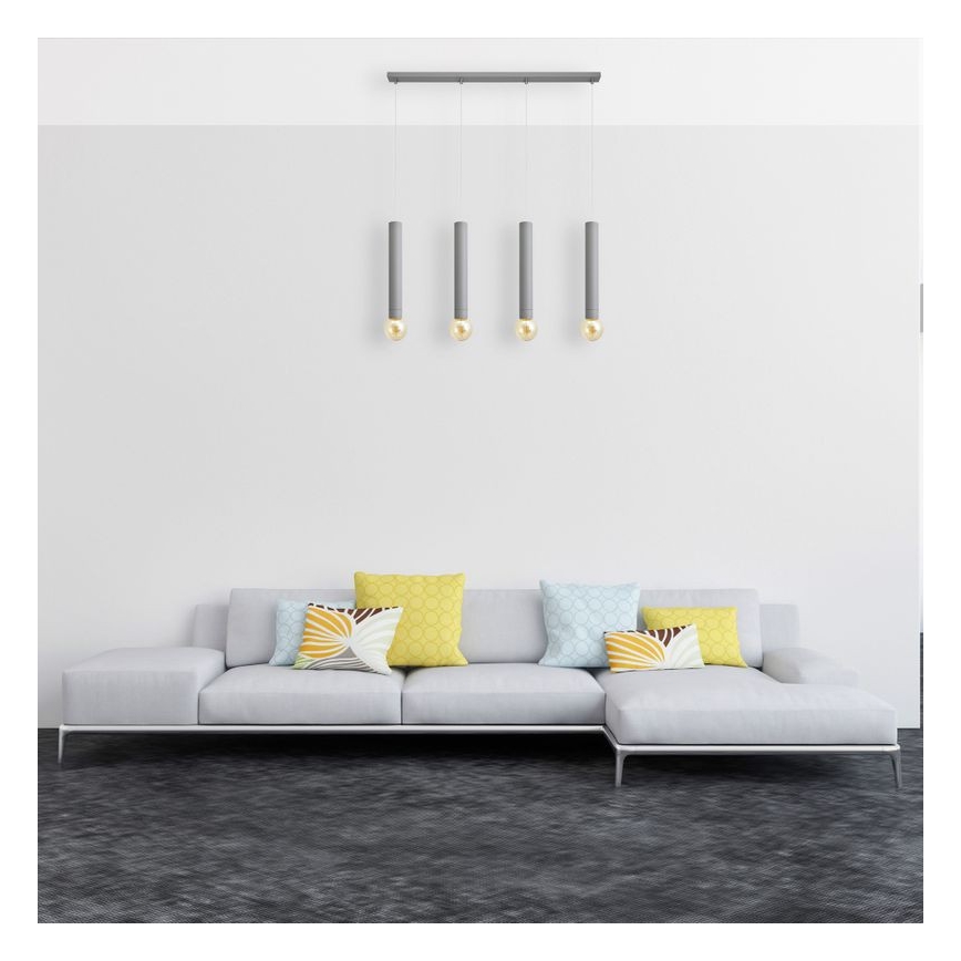 Luster na sajli TUBA 4xE27/15W/230V siva