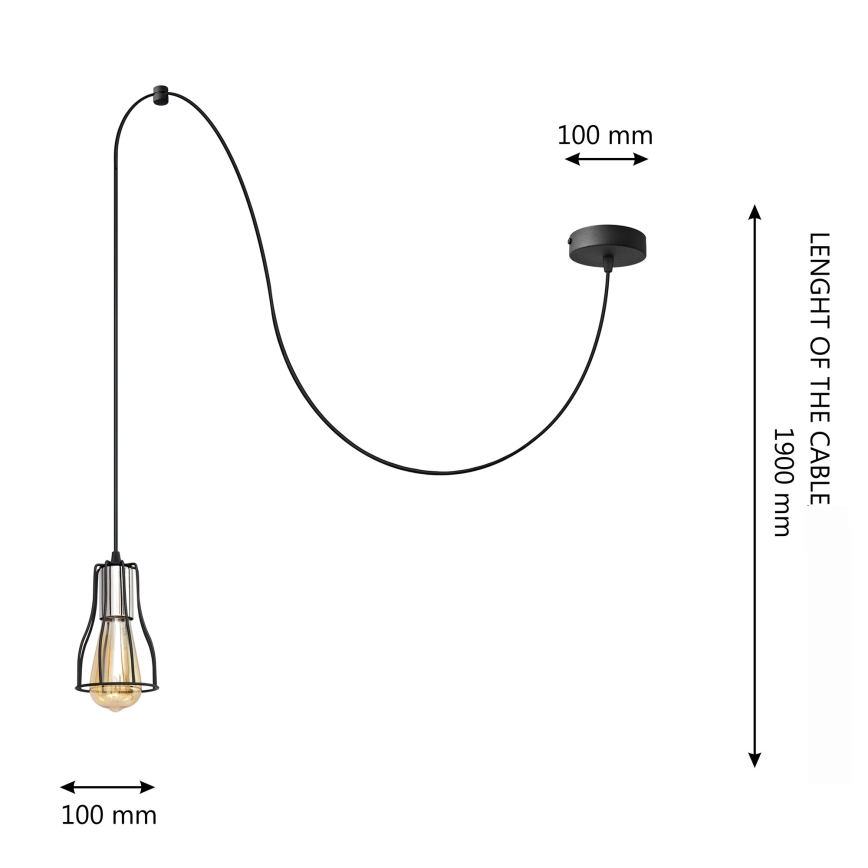 Luster na sajli TUBE 1xE27/15W/230V crna/sjajni krom