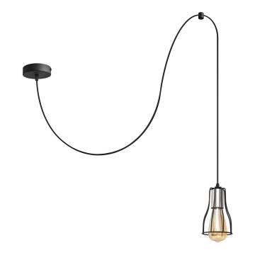 Luster na sajli TUBE 1xE27/15W/230V crna/sjajni krom