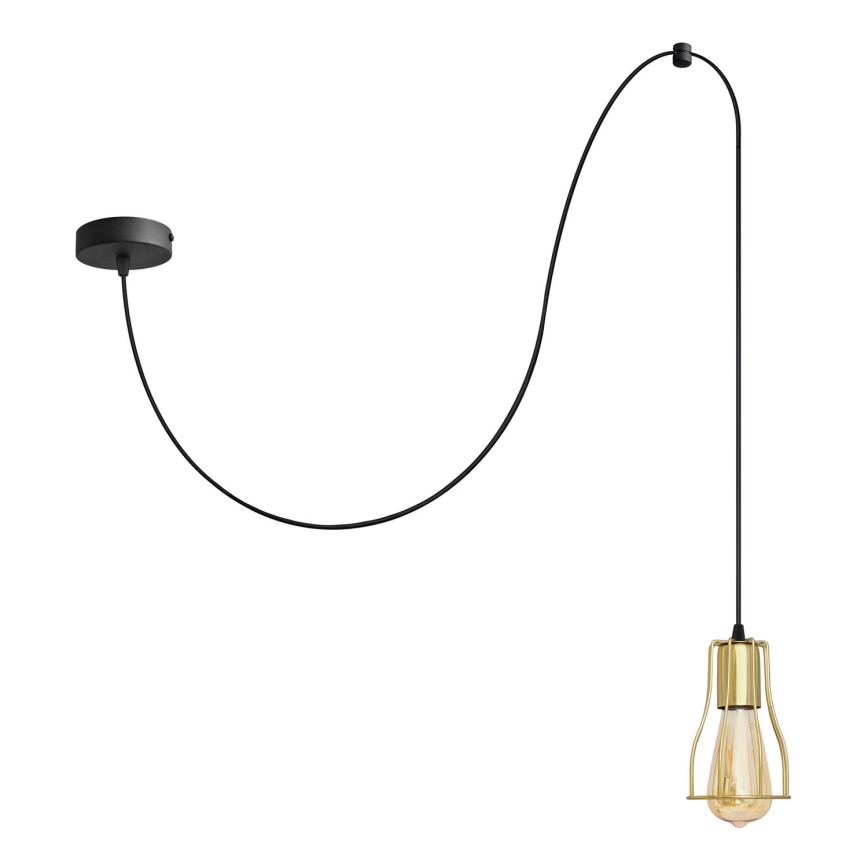 Luster na sajli TUBE 1xE27/15W/230V crna/zlatna