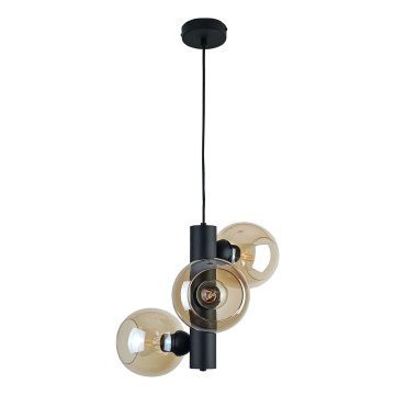 Luster na sajli TUBE 3xE27/60W/230V crna/dimna bež