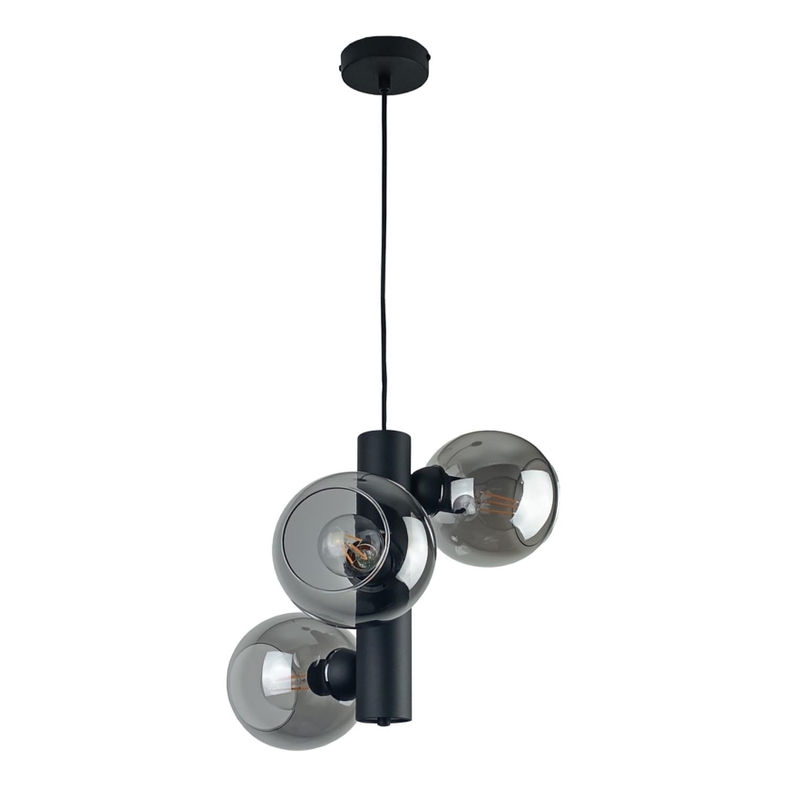 Luster na sajli TUBE 3xE27/60W/230V crna/dimna crna