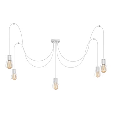 Luster na sajli TUBE 5xE27/15W/230V pauk bijela