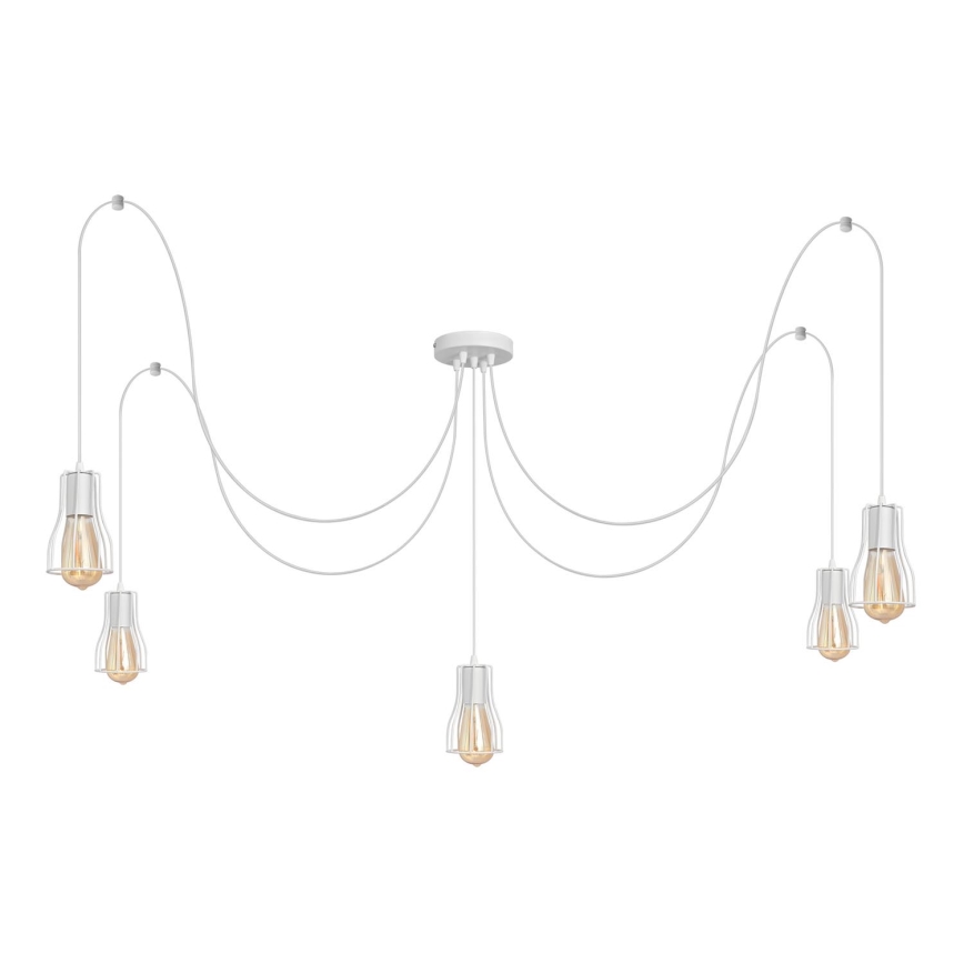 Luster na sajli TUBE 5xE27/15W/230V pauk bijela