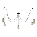 Luster na sajli TUBE 5xE27/15W/230V pauk crna/sjajni krom