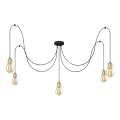 Luster na sajli TUBE 5xE27/15W/230V pauk crna/zlatna