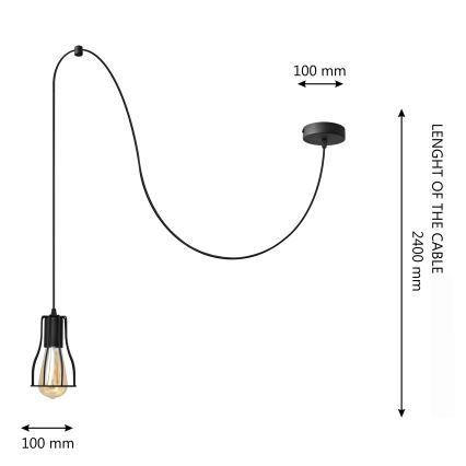 Luster na sajli TUBE LONG 1xE27/15W/230V crna