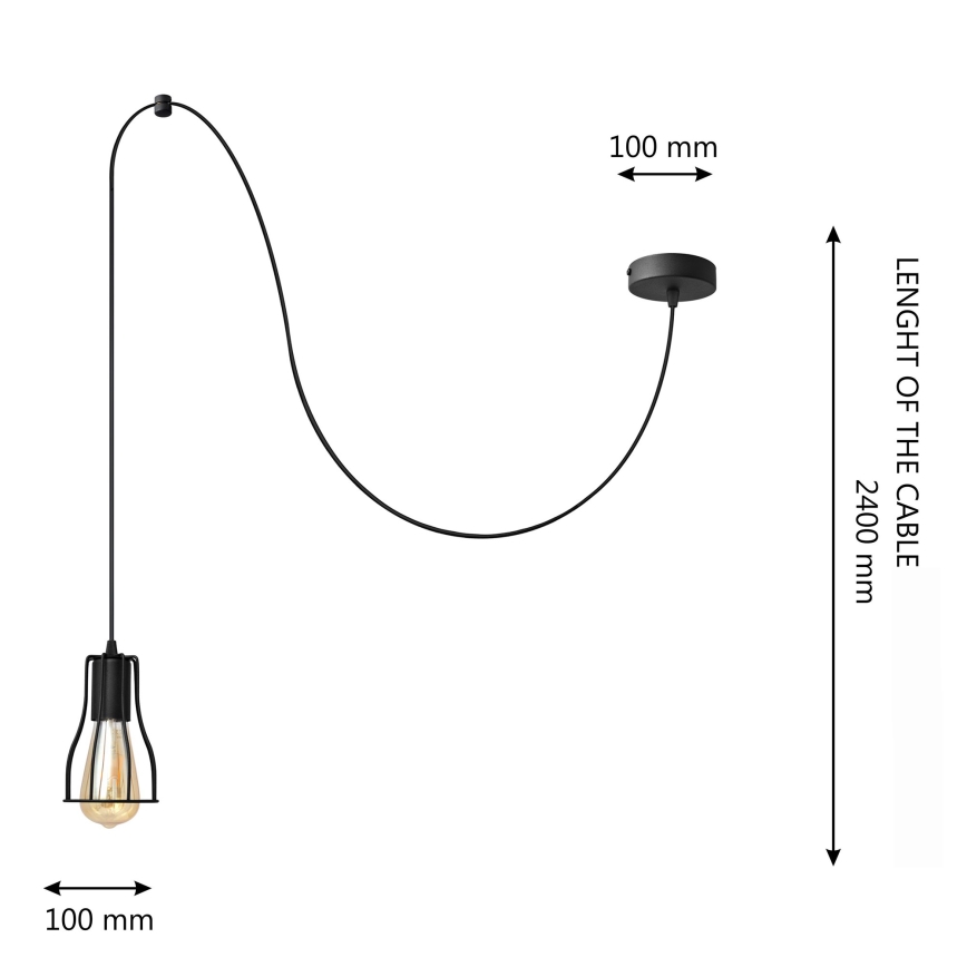 Luster na sajli TUBE LONG 1xE27/15W/230V crna