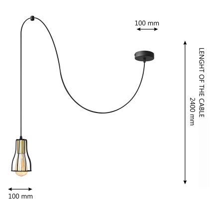 Luster na sajli TUBE LONG 1xE27/15W/230V crna/zlatna