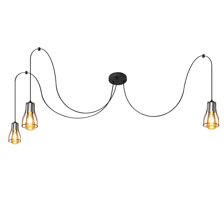Luster na sajli TUBE LONG 3xE27/15W/230V crna/sjajni krom