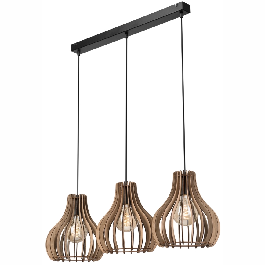 Luster na sajli TUCCI 3xE27/15W/230V hrast/crna