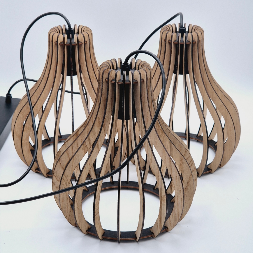 Luster na sajli TUCCI 3xE27/15W/230V hrast/crna