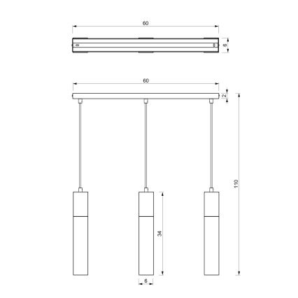 Luster na sajli TULUM 3xGU10/60W/230V crna