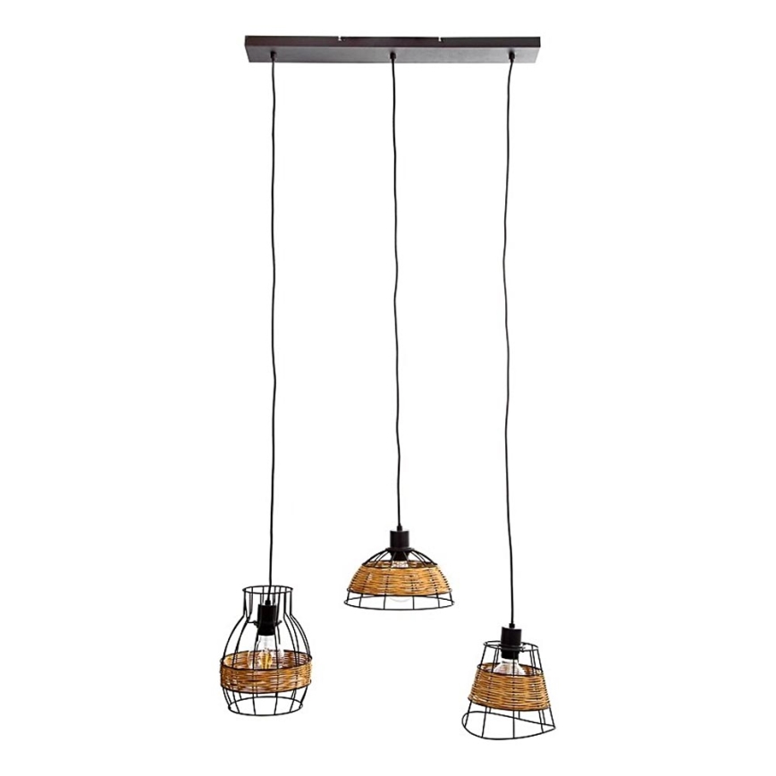 Luster na sajli TUNIS 4xE27/40W/230V crna/smeđa