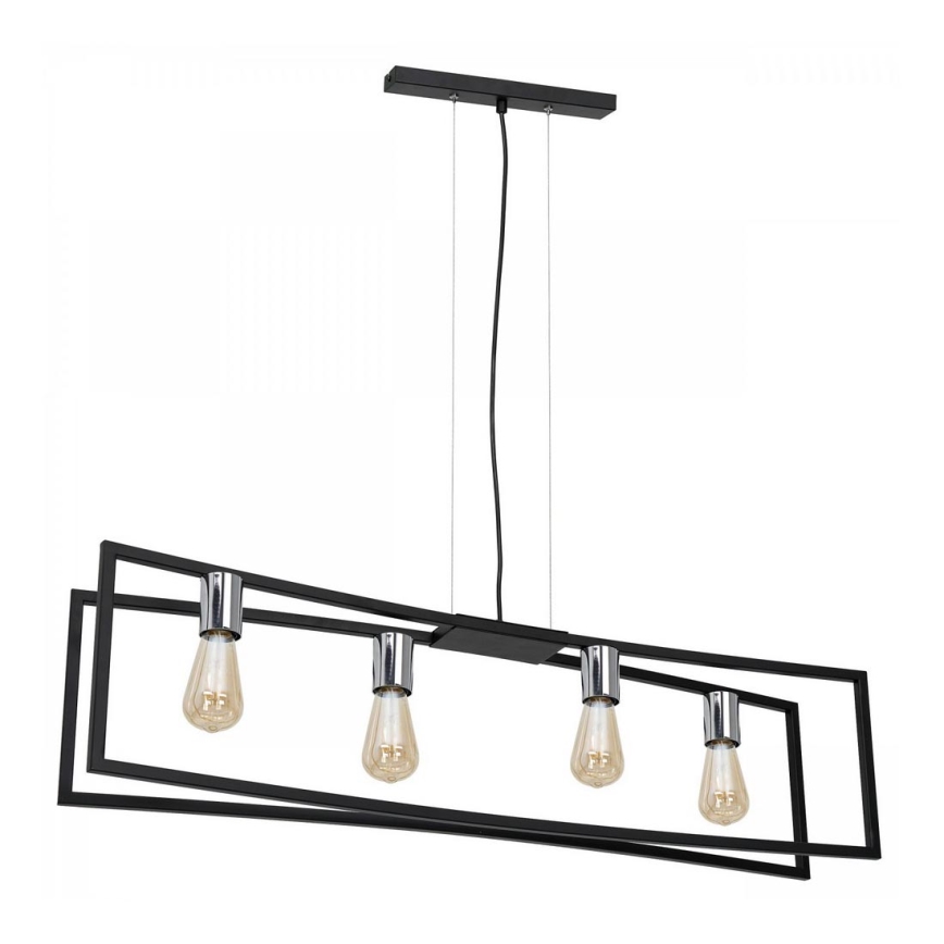 Luster na sajli TUNJA 4xE27/60W/230V crna/sjajni krom