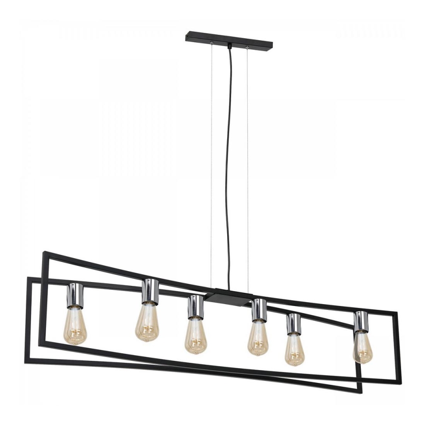 Luster na sajli TUNJA 6xE27/60W/230V crna/sjajni krom
