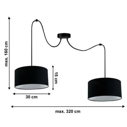Luster na sajli TUZ 2xE27/60W/230V pauk