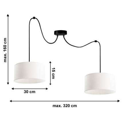 Luster na sajli TUZ 2xE27/60W/230V pauk