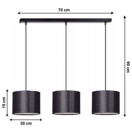 Luster na sajli TUZ 3xE27/60W/230V